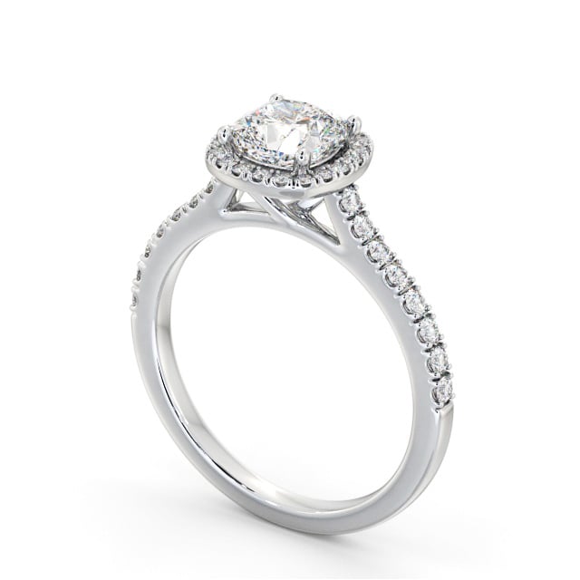 Halo Cushion Diamond Engagement Ring 18K White Gold - Torin ENCU47_WG_SIDE