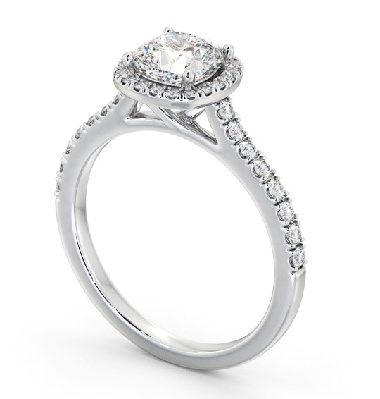 Halo Cushion Diamond Engagement Ring 18K White Gold - Torin ENCU47_WG_THUMB1