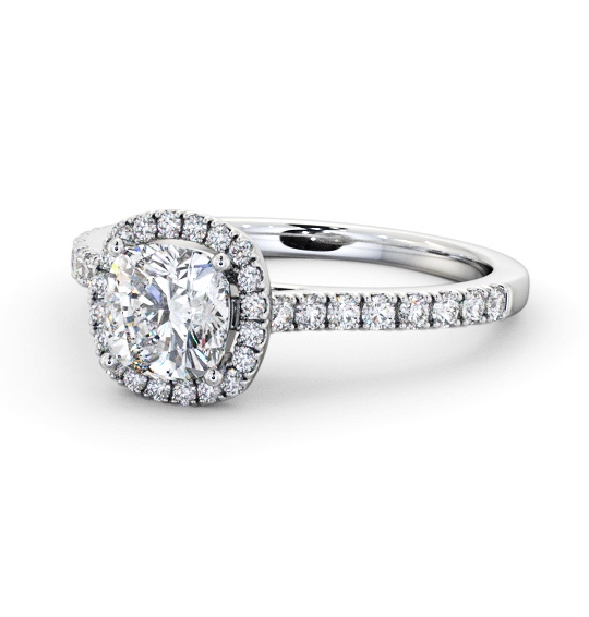  Halo Cushion Diamond Engagement Ring 18K White Gold - Torin ENCU47_WG_THUMB2 