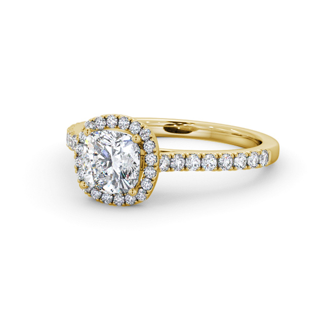 Halo Cushion Diamond Engagement Ring 18K Yellow Gold - Torin ENCU47_YG_FLAT