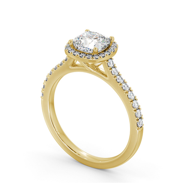Halo Cushion Diamond Engagement Ring 18K Yellow Gold - Torin
