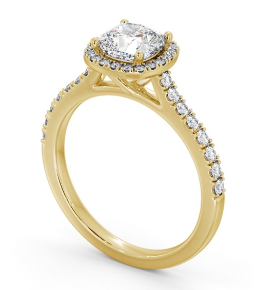 Halo Cushion Diamond Classic Engagement Ring 18K Yellow Gold ENCU47_YG_THUMB1