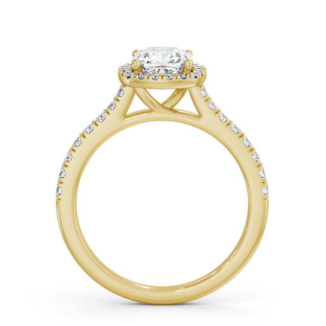 Halo Cushion Diamond Engagement Ring 18K Yellow Gold - Torin ENCU47_YG_UP