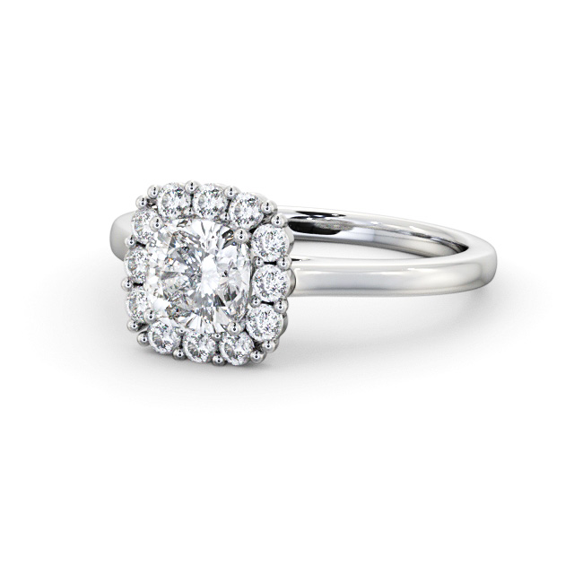 Halo Cushion Diamond Engagement Ring 18K White Gold - Nia ENCU48_WG_FLAT