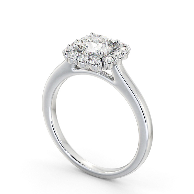 Halo Cushion Diamond Engagement Ring Platinum - Nia ENCU48_WG_SIDE