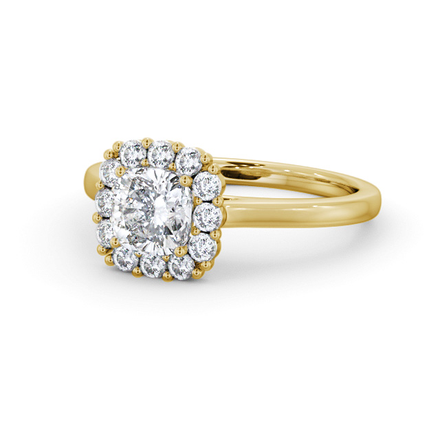Halo Cushion Diamond Engagement Ring 18K Yellow Gold - Nia ENCU48_YG_FLAT