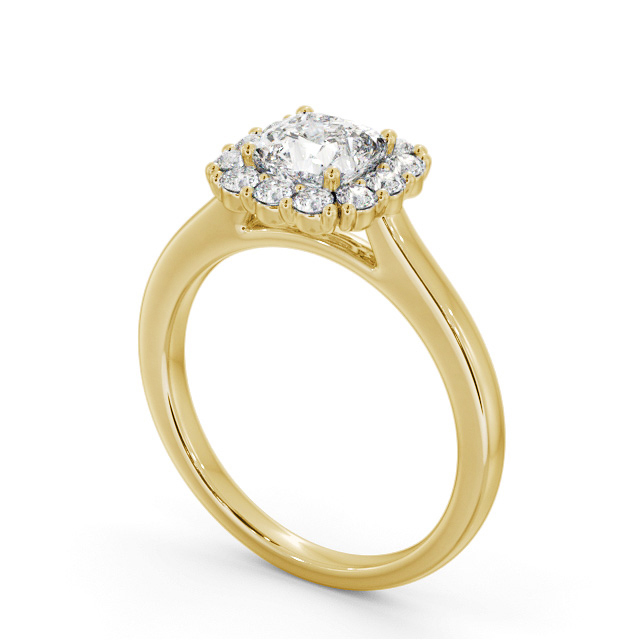 Halo Cushion Diamond Engagement Ring 18K Yellow Gold - Nia ENCU48_YG_SIDE