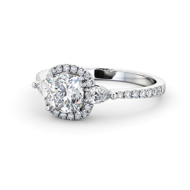 Halo Cushion Diamond Engagement Ring 18K White Gold - Drew ENCU49_WG_FLAT