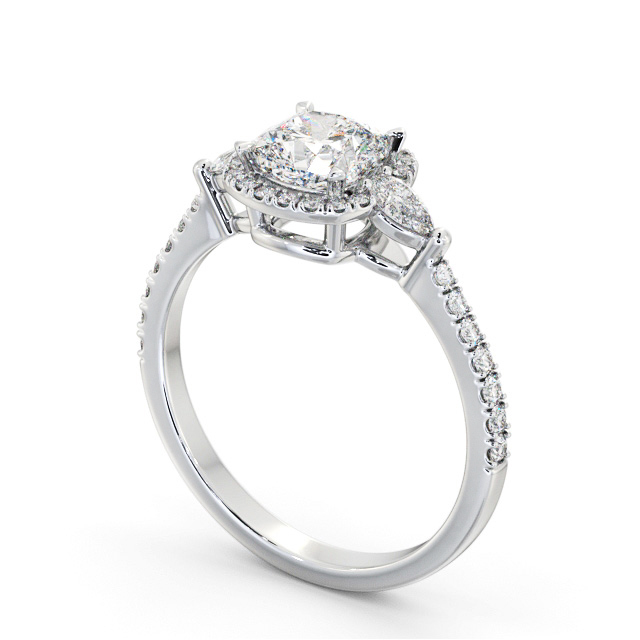 Halo Cushion Diamond Engagement Ring 18K White Gold - Drew ENCU49_WG_SIDE