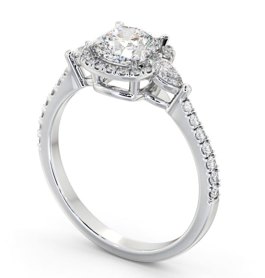  Halo Cushion Diamond Engagement Ring 18K White Gold - Drew ENCU49_WG_THUMB1 