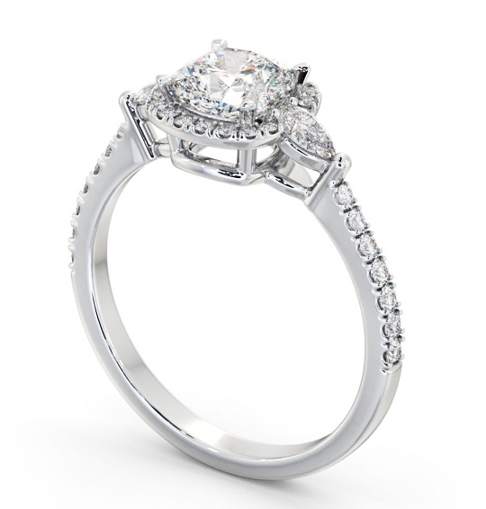 Halo Cushion with Pear Diamond Engagement Ring Platinum ENCU49_WG_THUMB1