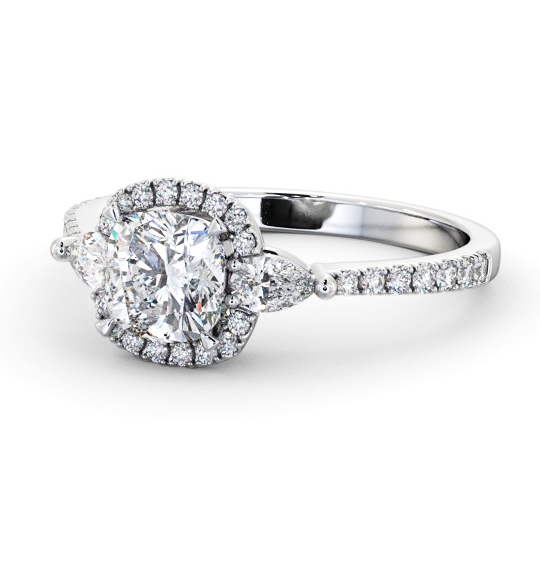 Halo Cushion with Pear Diamond Engagement Ring 18K White Gold ENCU49_WG_THUMB2 