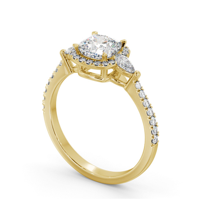 Halo Cushion Diamond Engagement Ring 9K Yellow Gold - Drew ENCU49_YG_SIDE