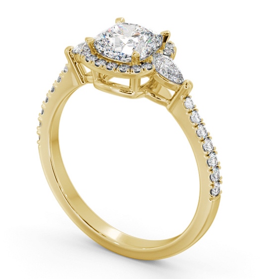 Halo Cushion with Pear Diamond Engagement Ring 18K Yellow Gold ENCU49_YG_THUMB1