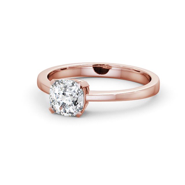 Cushion Diamond Engagement Ring 9K Rose Gold Solitaire - Claudy ENCU4_RG_FLAT