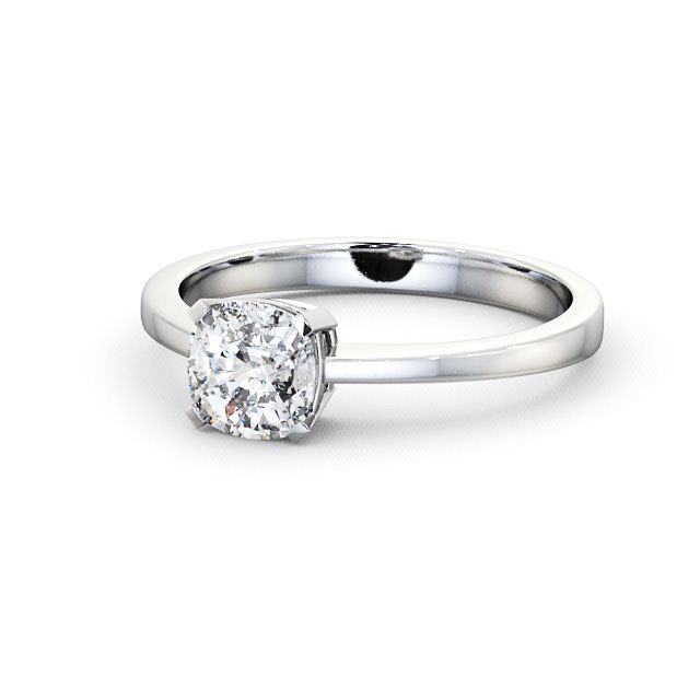Cushion Diamond Engagement Ring 9K White Gold Solitaire - Claudy ENCU4_WG_FLAT