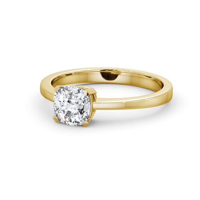 Cushion Diamond Engagement Ring 9K Yellow Gold Solitaire - Claudy ENCU4_YG_FLAT