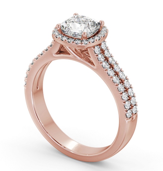 Halo Cushion Diamond Split Band Engagement Ring 18K Rose Gold ENCU50_RG_THUMB1