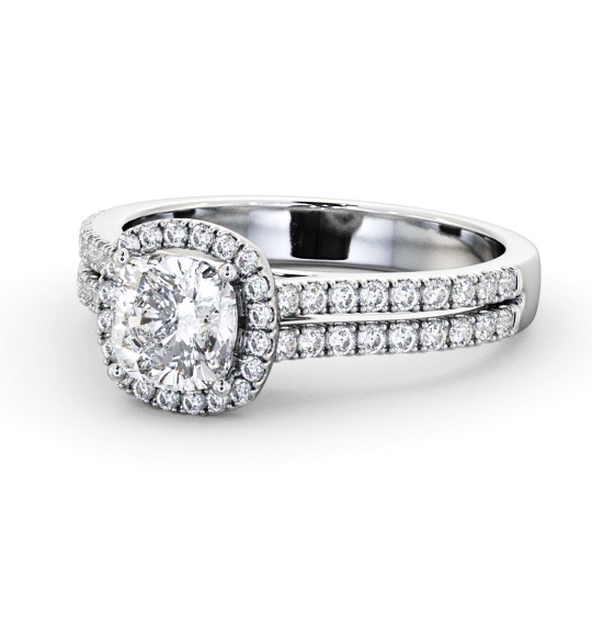  Halo Cushion Diamond Engagement Ring 18K White Gold - Dawson ENCU50_WG_THUMB2 