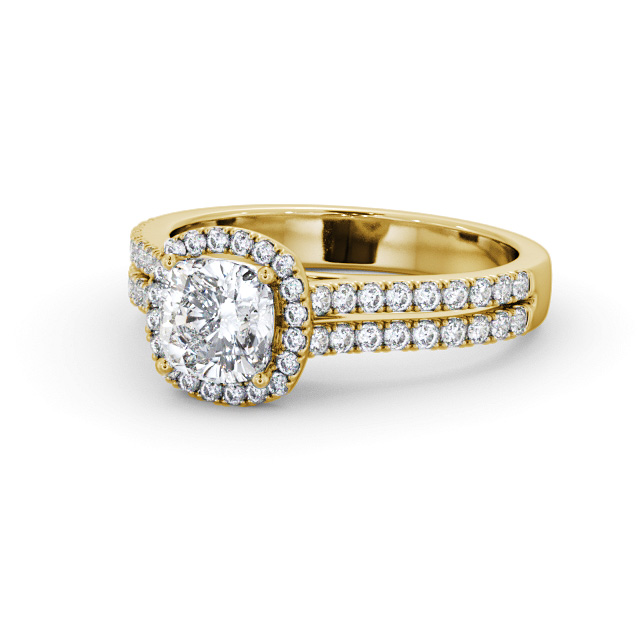 Halo Cushion Diamond Engagement Ring 18K Yellow Gold - Dawson ENCU50_YG_FLAT