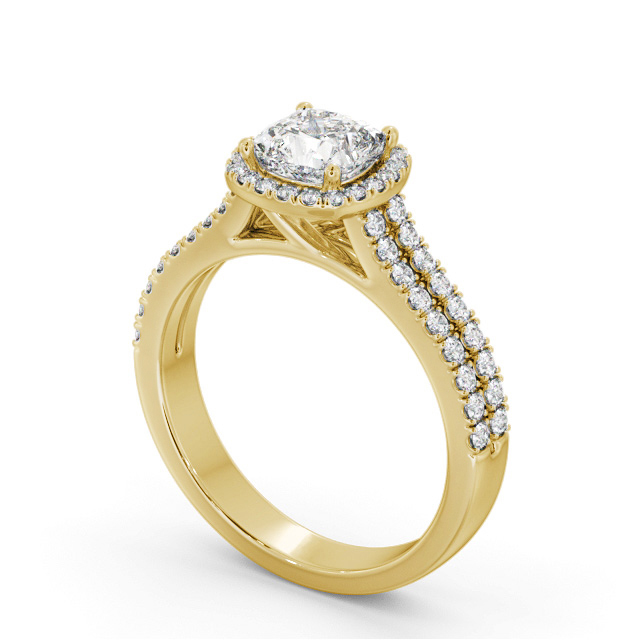 Halo Cushion Diamond Engagement Ring 18K Yellow Gold - Dawson ENCU50_YG_SIDE