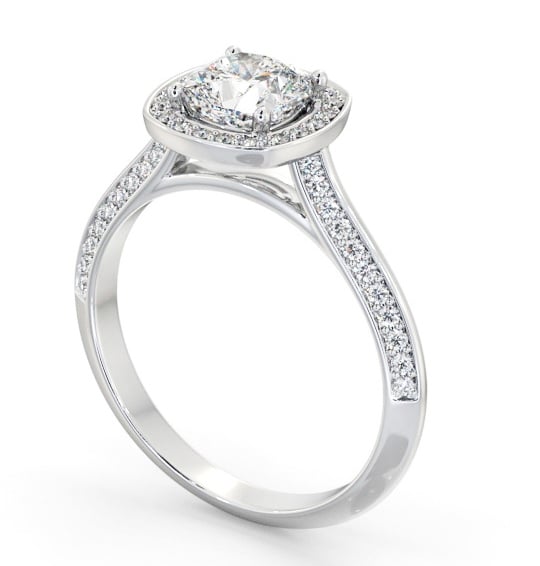 Halo Cushion Diamond with Knife Edge Band Engagement Ring 18K White Gold ENCU51_WG_THUMB1 