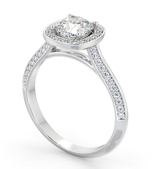 Halo Cushion Diamond with Knife Edge Band Engagement Ring Platinum ENCU51_WG_THUMB1 