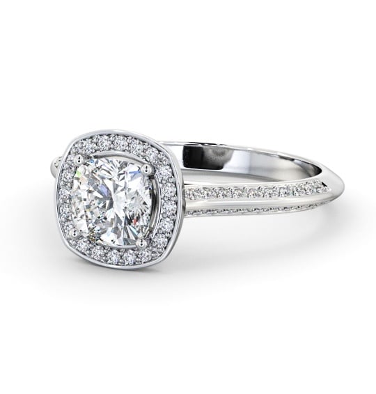  Halo Cushion Diamond Engagement Ring 18K White Gold - Mara ENCU51_WG_THUMB2 