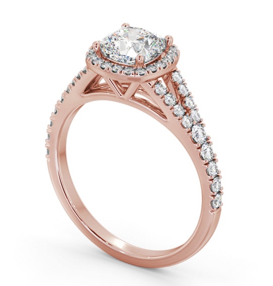 Halo Cushion Diamond Split Band Engagement Ring 9K Rose Gold ENCU52_RG_THUMB1