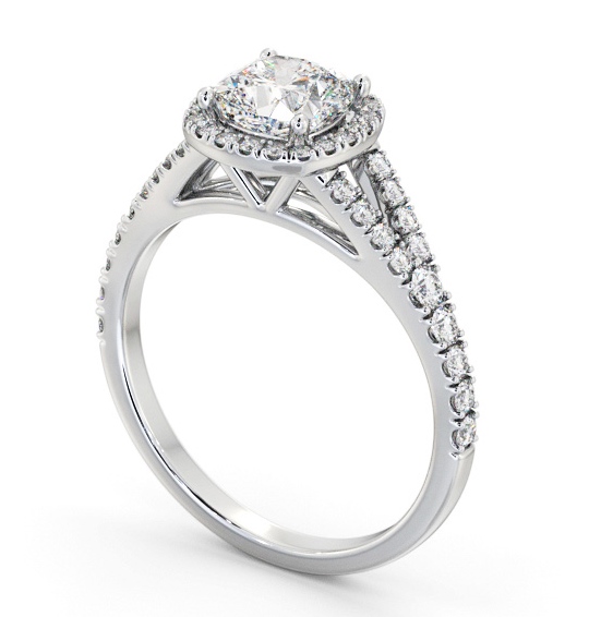 Halo Cushion Diamond Split Band Engagement Ring 18K White Gold ENCU52_WG_THUMB1 