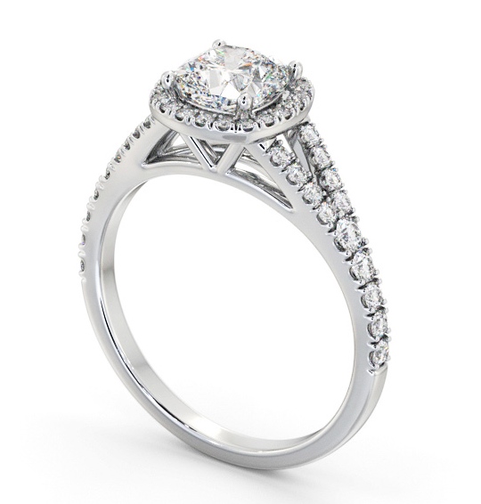 Halo Cushion Diamond Split Band Engagement Ring Platinum ENCU52_WG_THUMB1 