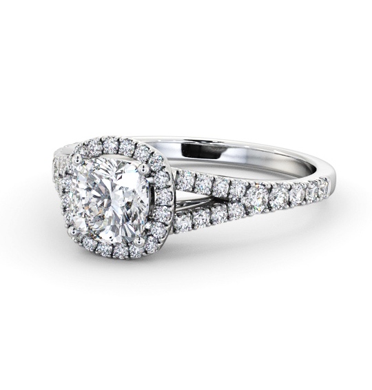  Halo Cushion Diamond Engagement Ring 18K White Gold - Nava ENCU52_WG_THUMB2 