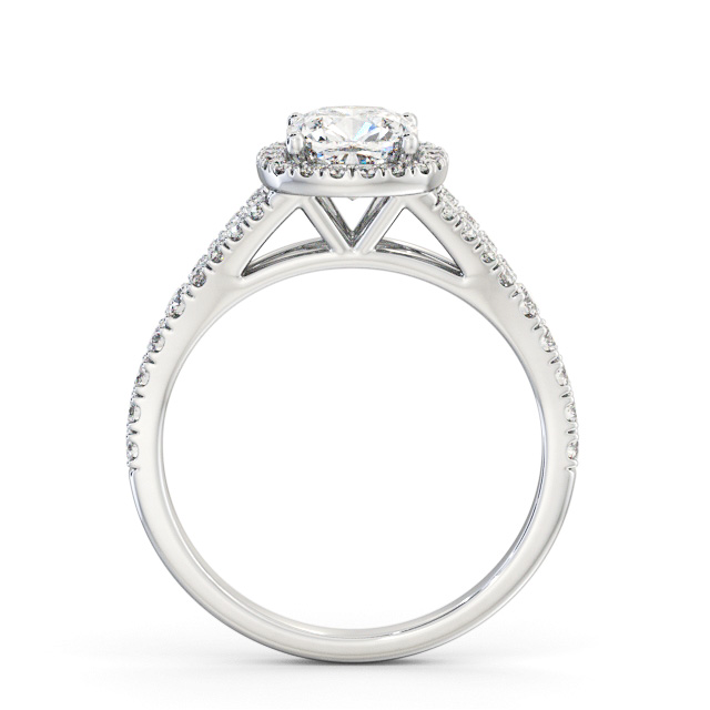 Halo Cushion Diamond Engagement Ring 18K White Gold - Nava ENCU52_WG_UP