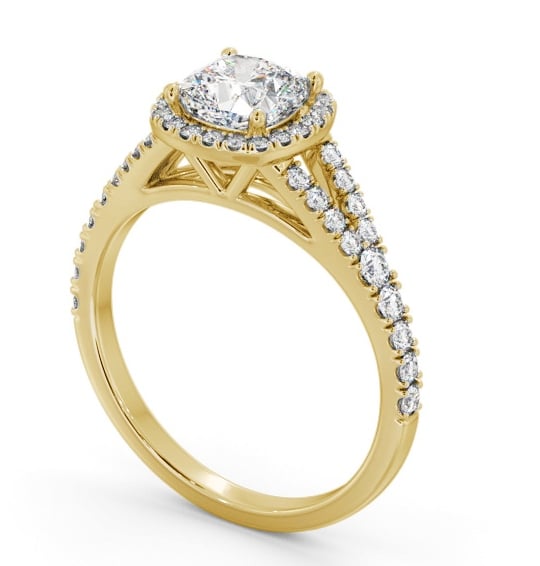 Halo Cushion Diamond Split Band Engagement Ring 9K Yellow Gold ENCU52_YG_THUMB1