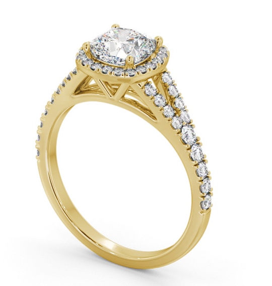 Halo Cushion Diamond Split Band Engagement Ring 18K Yellow Gold ENCU52_YG_THUMB1 