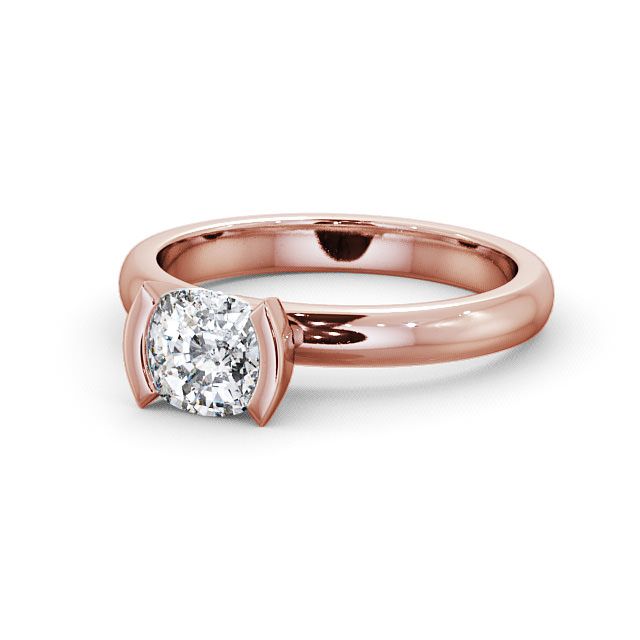 Cushion Diamond Engagement Ring 18K Rose Gold Solitaire - Rosley ENCU5_RG_FLAT