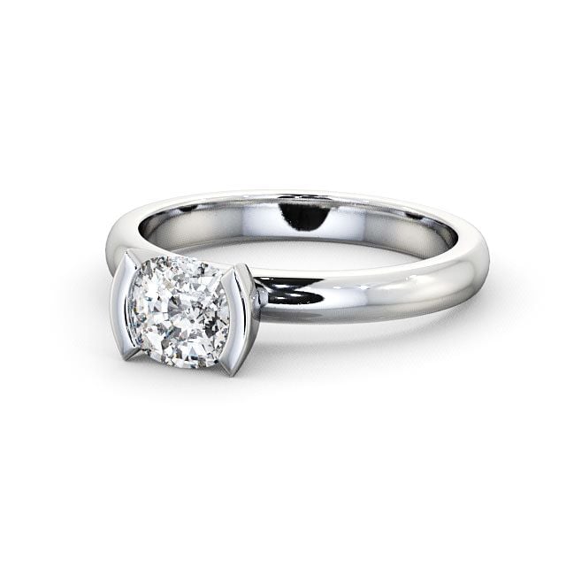 Cushion Diamond Engagement Ring Platinum Solitaire - Rosley ENCU5_WG_FLAT