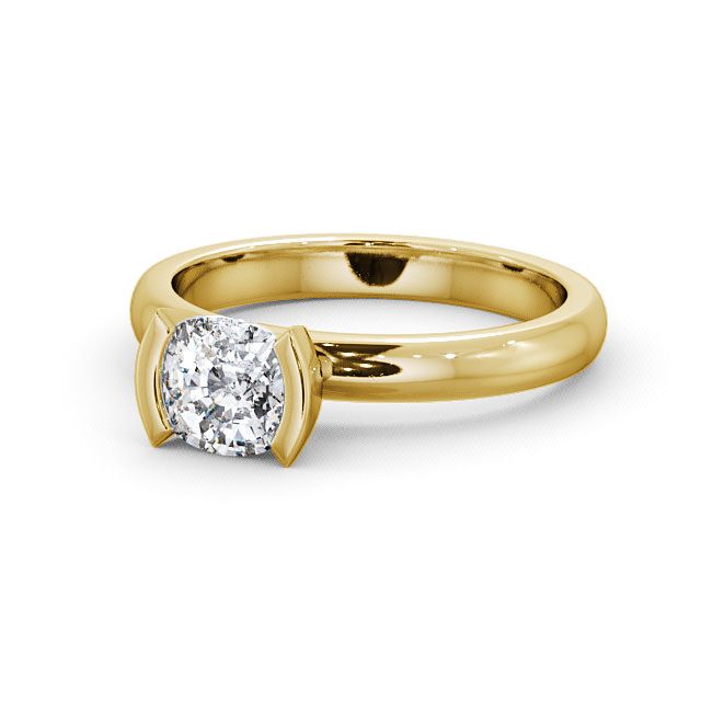 Cushion Diamond Engagement Ring 18K Yellow Gold Solitaire - Rosley ENCU5_YG_FLAT