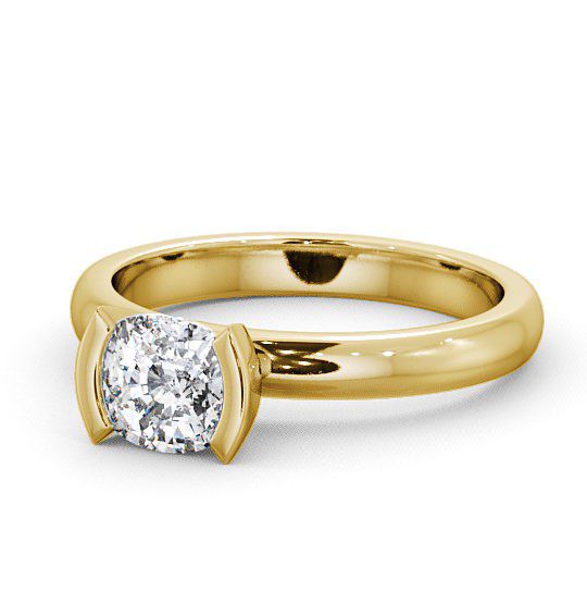 Cushion Diamond East West Tension Set Engagement Ring 18K Yellow Gold Solitaire ENCU5_YG_THUMB2 