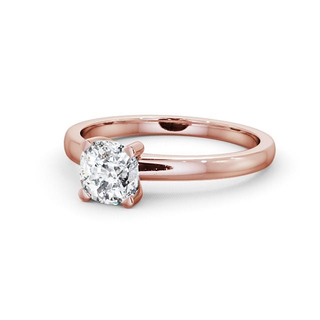 Cushion Diamond Engagement Ring 18K Rose Gold Solitaire - Treal ENCU6_RG_FLAT