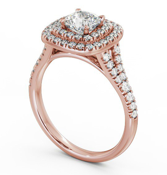 Halo Cushion Diamond Double Row Engagement Ring 18K Rose Gold ENCU7_RG_THUMB1