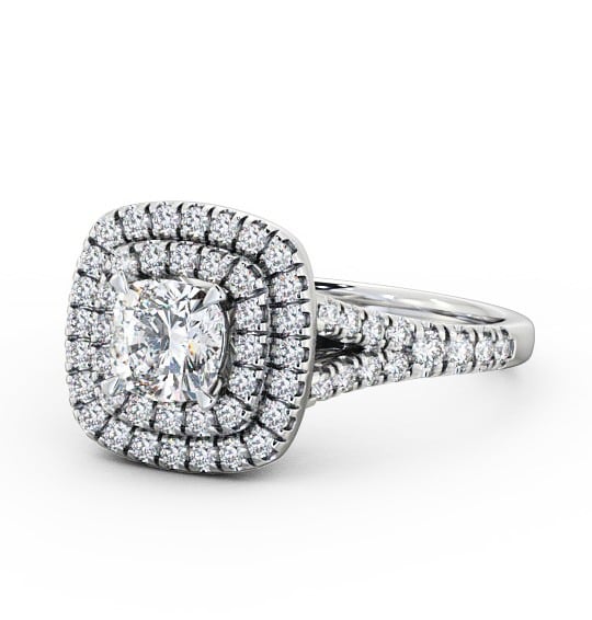 Halo Cushion Diamond Double Row Engagement Ring 9K White Gold ENCU7_WG_THUMB2 