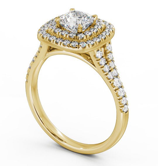 Halo Cushion Diamond Engagement Ring 9K Yellow Gold - Paris ENCU7_YG_THUMB1