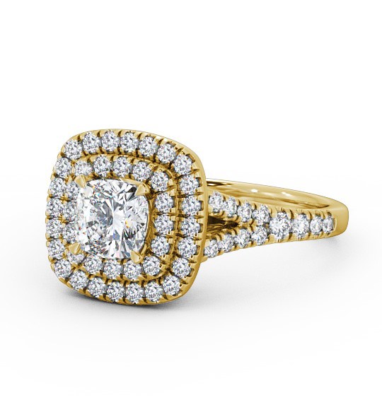 Halo Cushion Diamond Double Row Engagement Ring 18K Yellow Gold ENCU7_YG_THUMB2 
