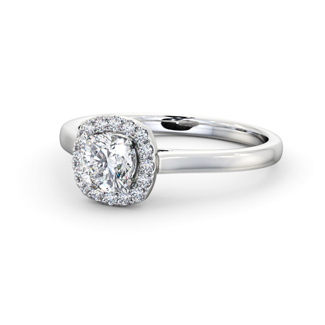 Halo Cushion Diamond Engagement Ring 18K White Gold - Valentina ENCU8_WG_FLAT