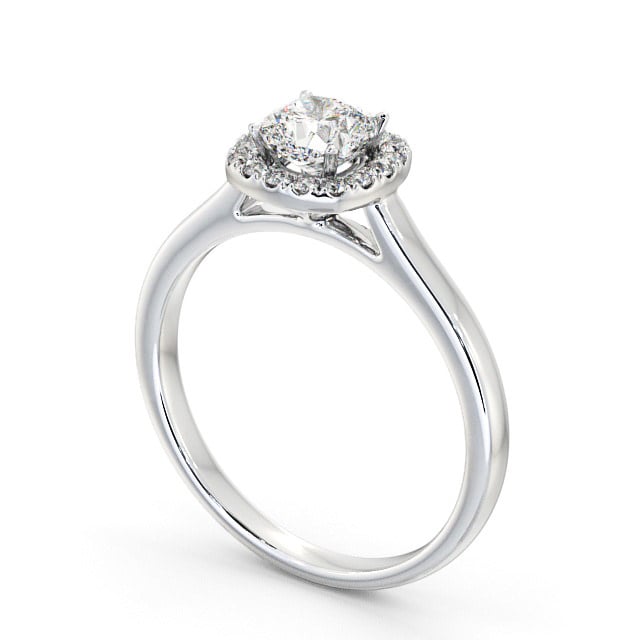 Halo Cushion Diamond Engagement Ring 18K White Gold - Valentina ENCU8_WG_SIDE