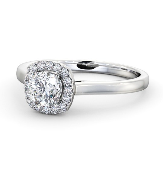  Halo Cushion Diamond Engagement Ring 18K White Gold - Valentina ENCU8_WG_THUMB2 