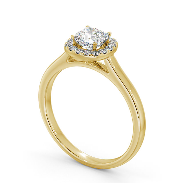 Halo Cushion Diamond Engagement Ring 18K Yellow Gold - Valentina ENCU8_YG_SIDE