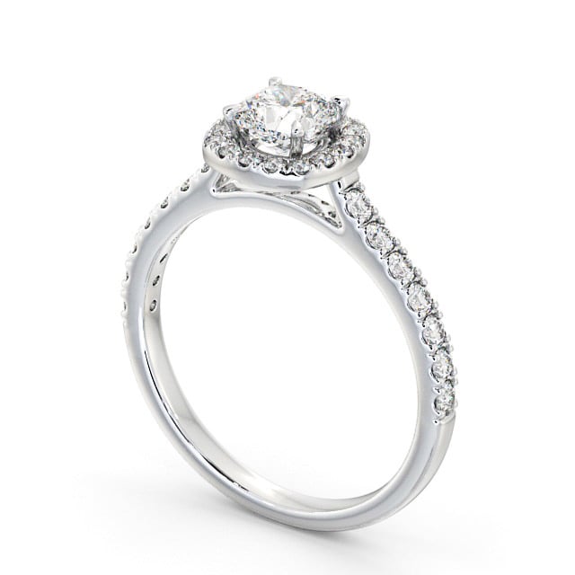 Halo Cushion Diamond Engagement Ring 18K White Gold - Adriana ENCU9_WG_SIDE