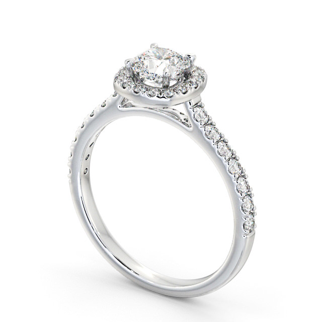 Halo Cushion Diamond Engagement Ring Platinum - Adriana ENCU9_WG_SIDE